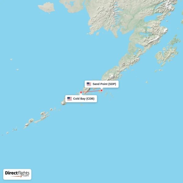 Cold Bay - Sand Point direct flight map