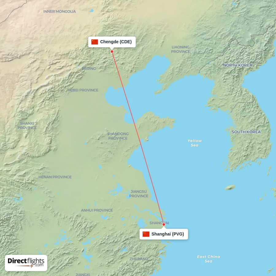 CDE - PVG route map