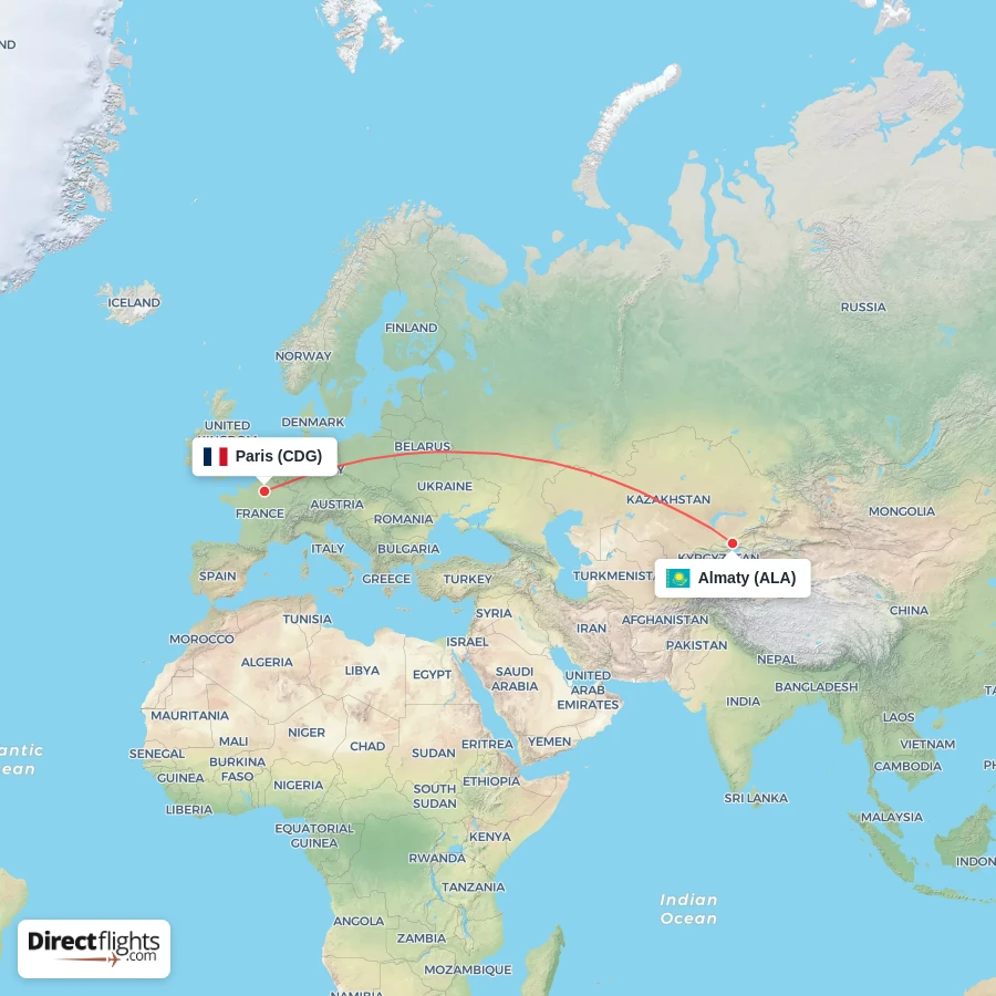 CDG - ALA route map