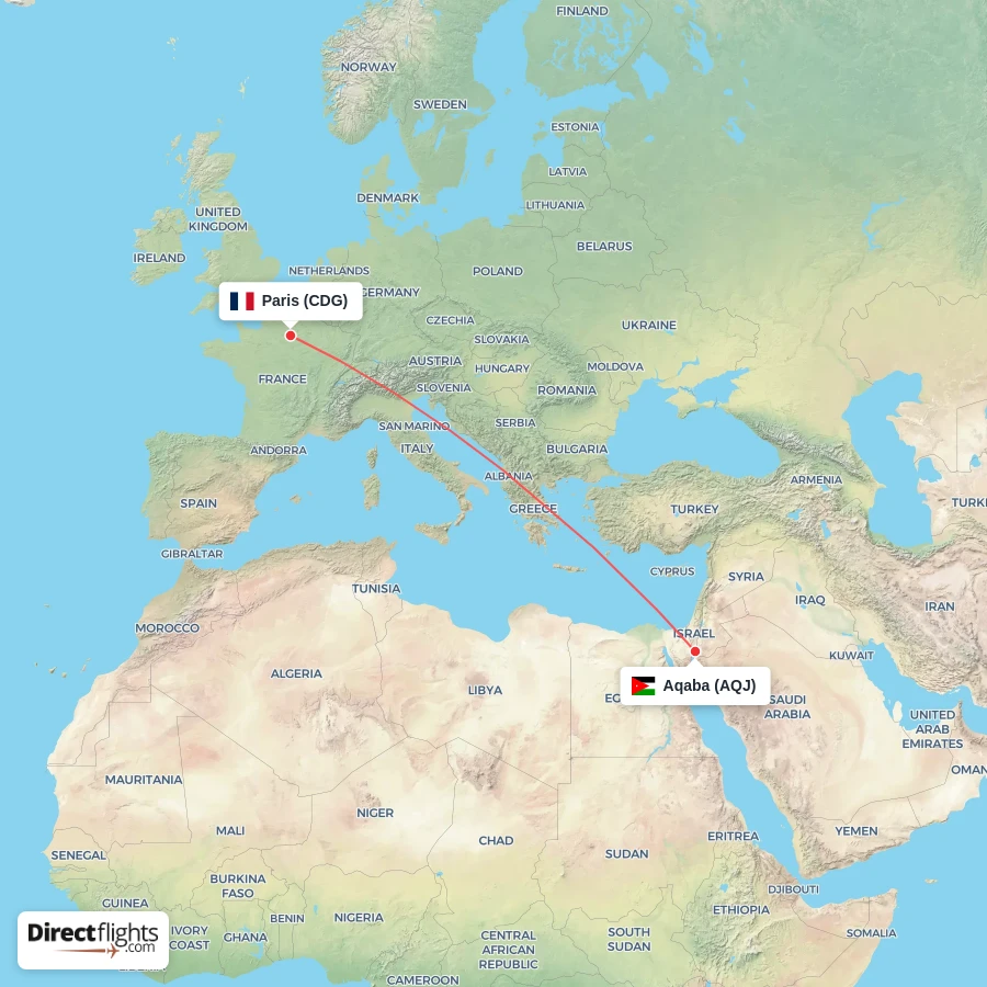 CDG - AQJ route map