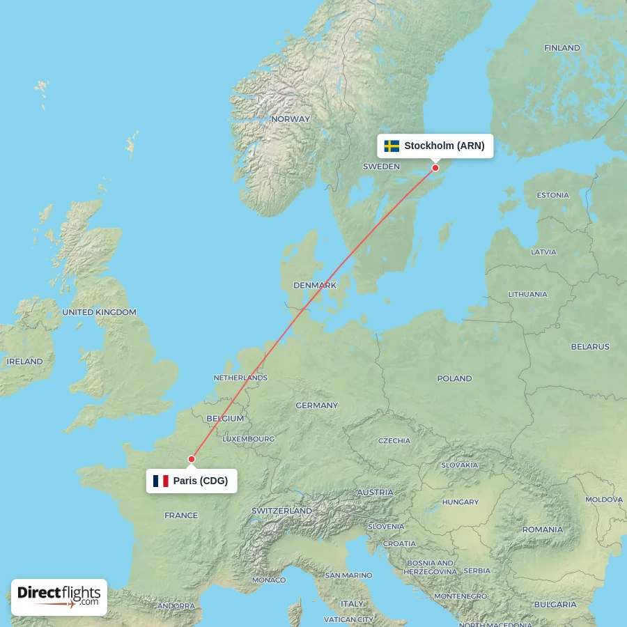 CDG - ARN route map