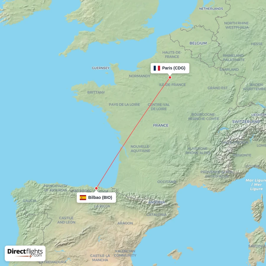 CDG - BIO route map