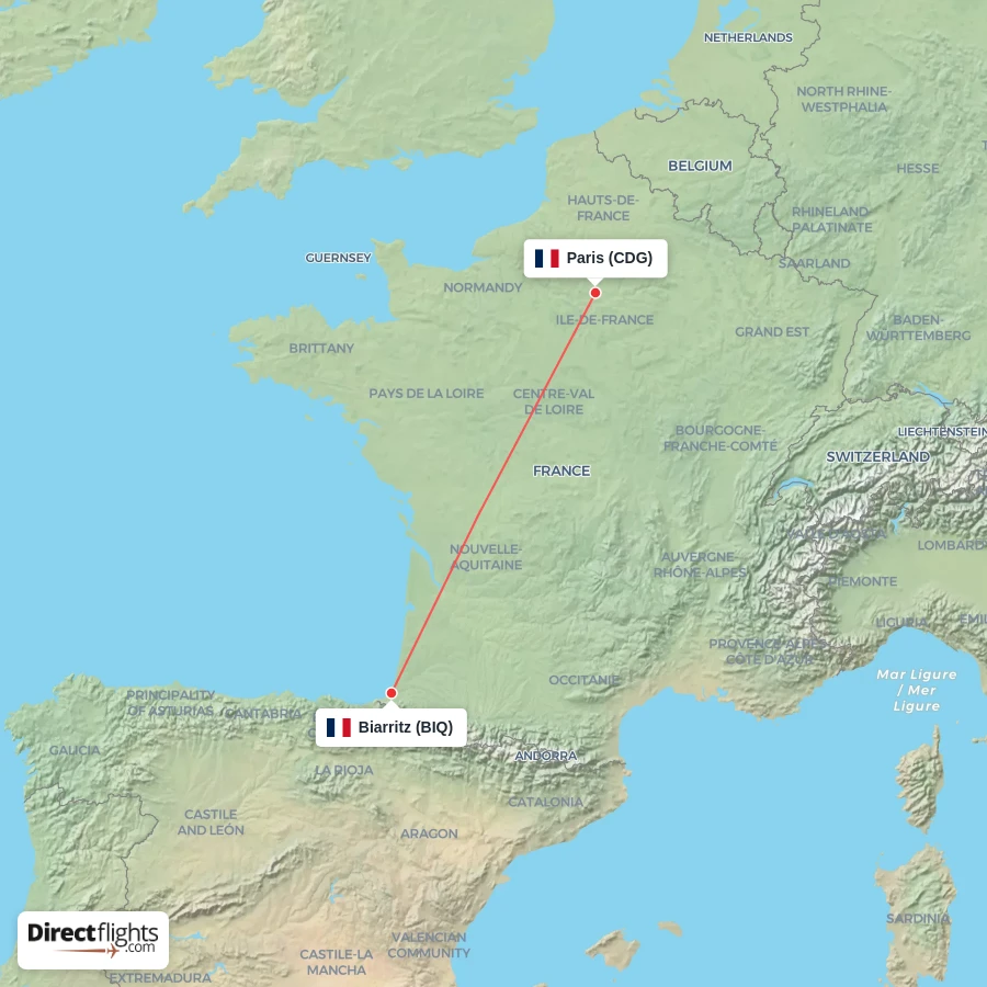 CDG - BIQ route map