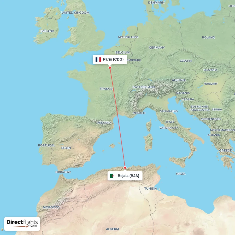 CDG - BJA route map