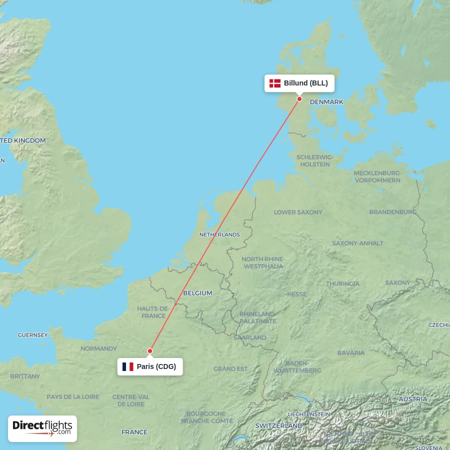 CDG - BLL route map