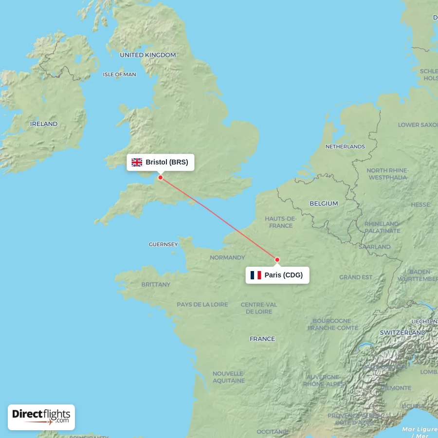CDG - BRS route map