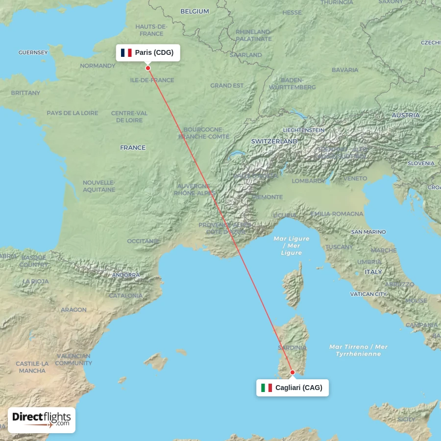CDG - CAG route map