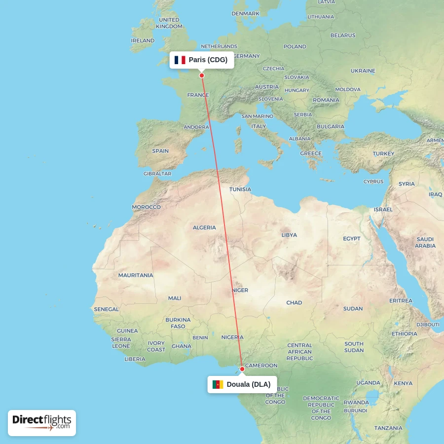 CDG - DLA route map