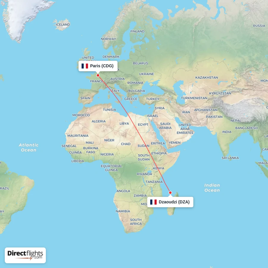 CDG - DZA route map