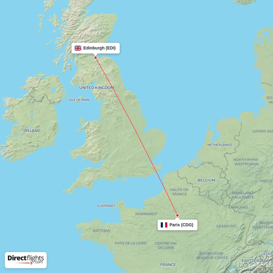 CDG - EDI route map