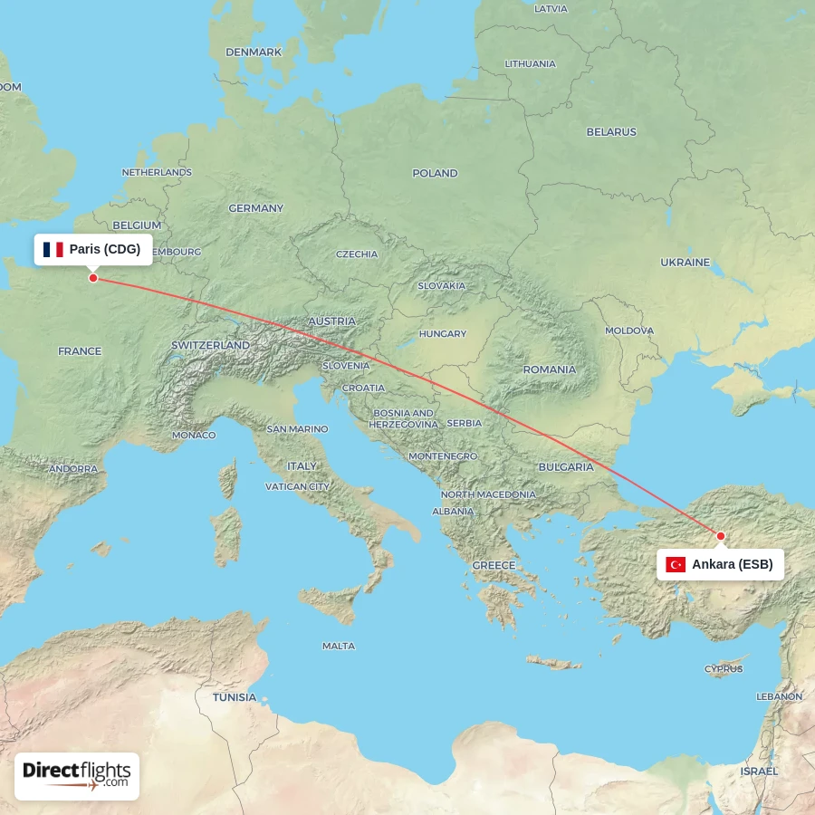CDG - ESB route map