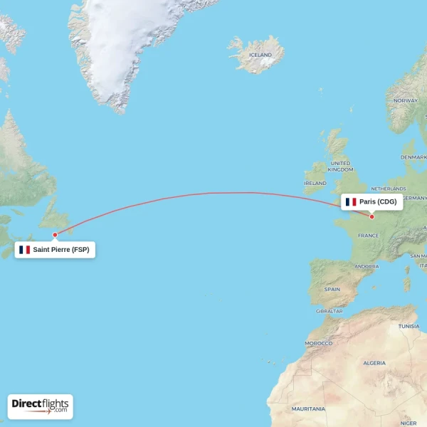 Paris - Saint Pierre direct flight map