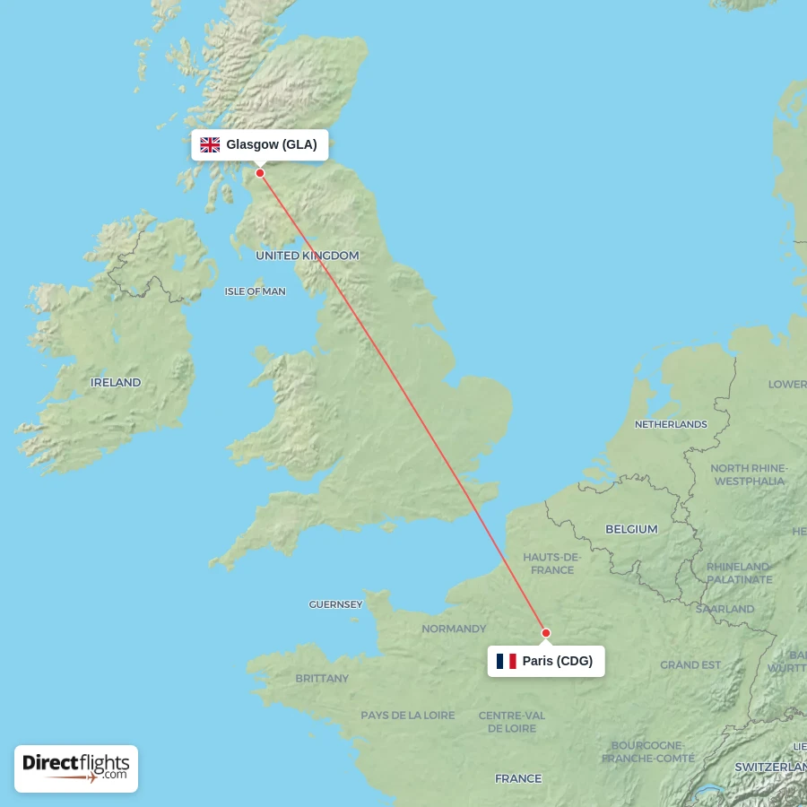 CDG - GLA route map