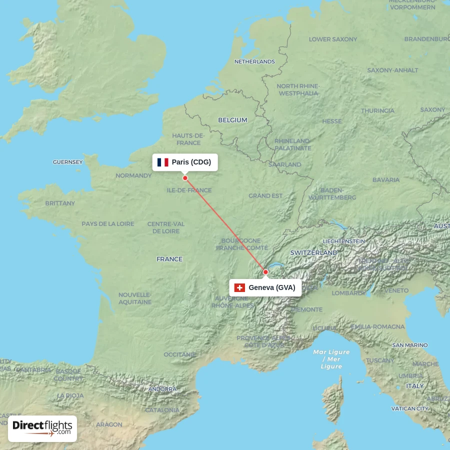 CDG - GVA route map