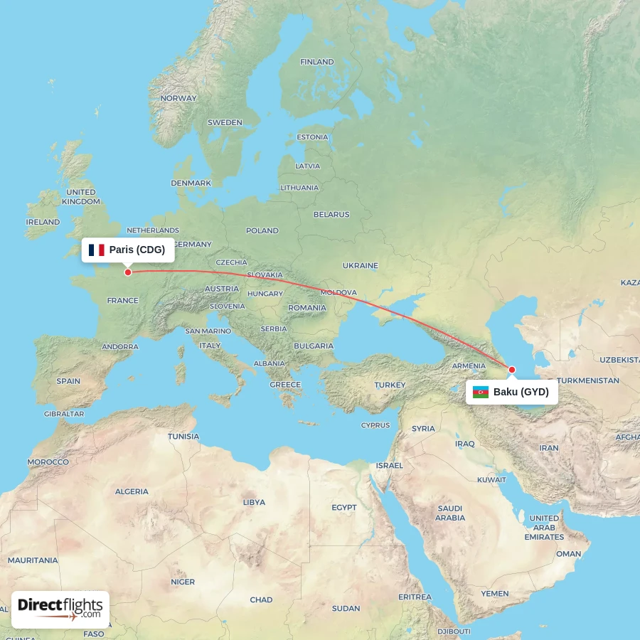 CDG - GYD route map