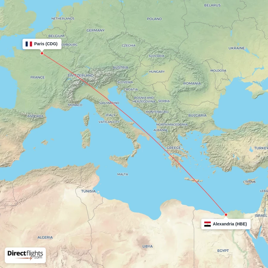 CDG - HBE route map