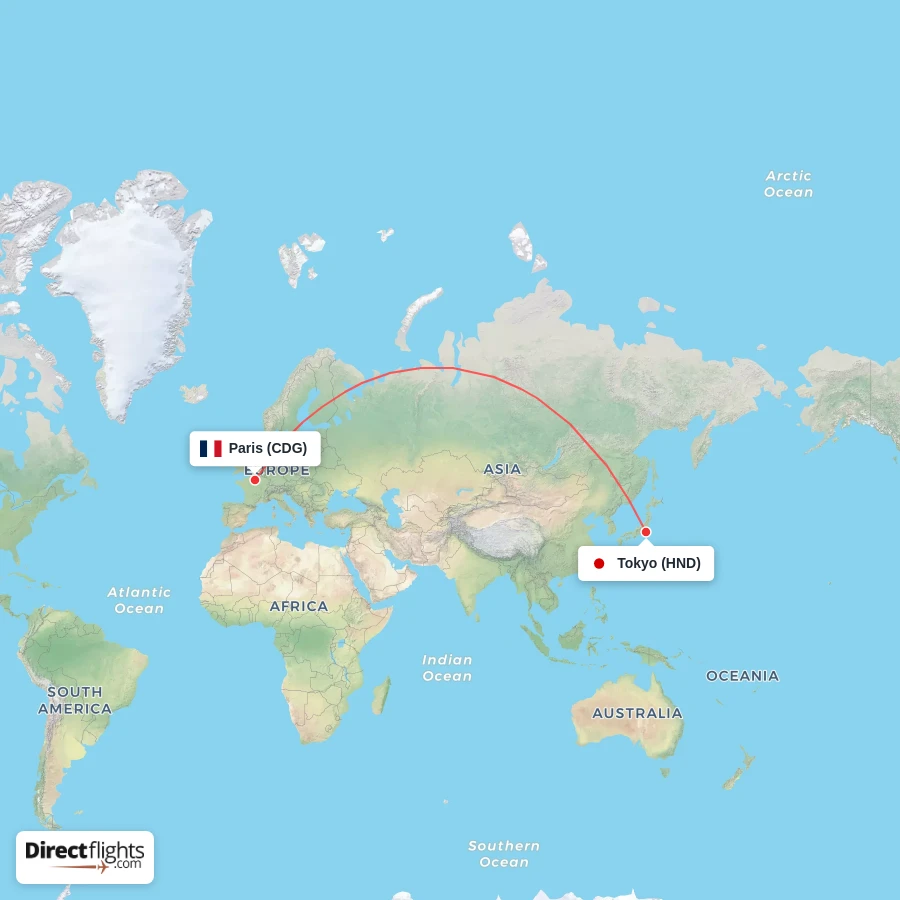 CDG - HND route map