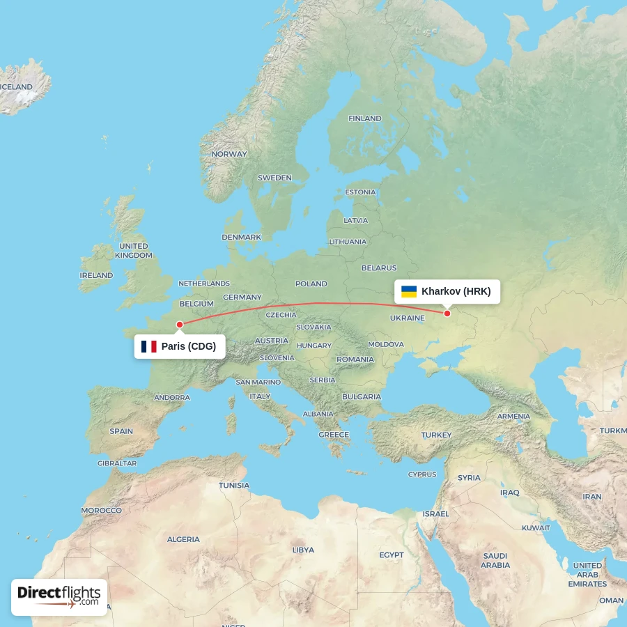 CDG - HRK route map