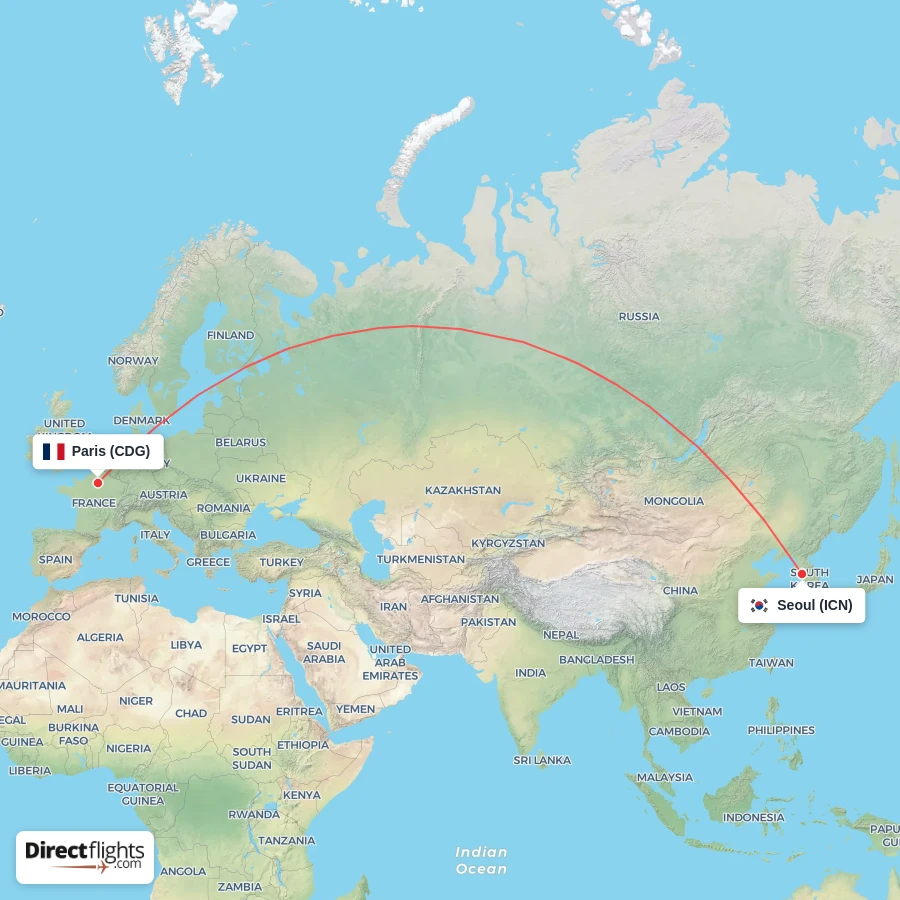 CDG - ICN route map
