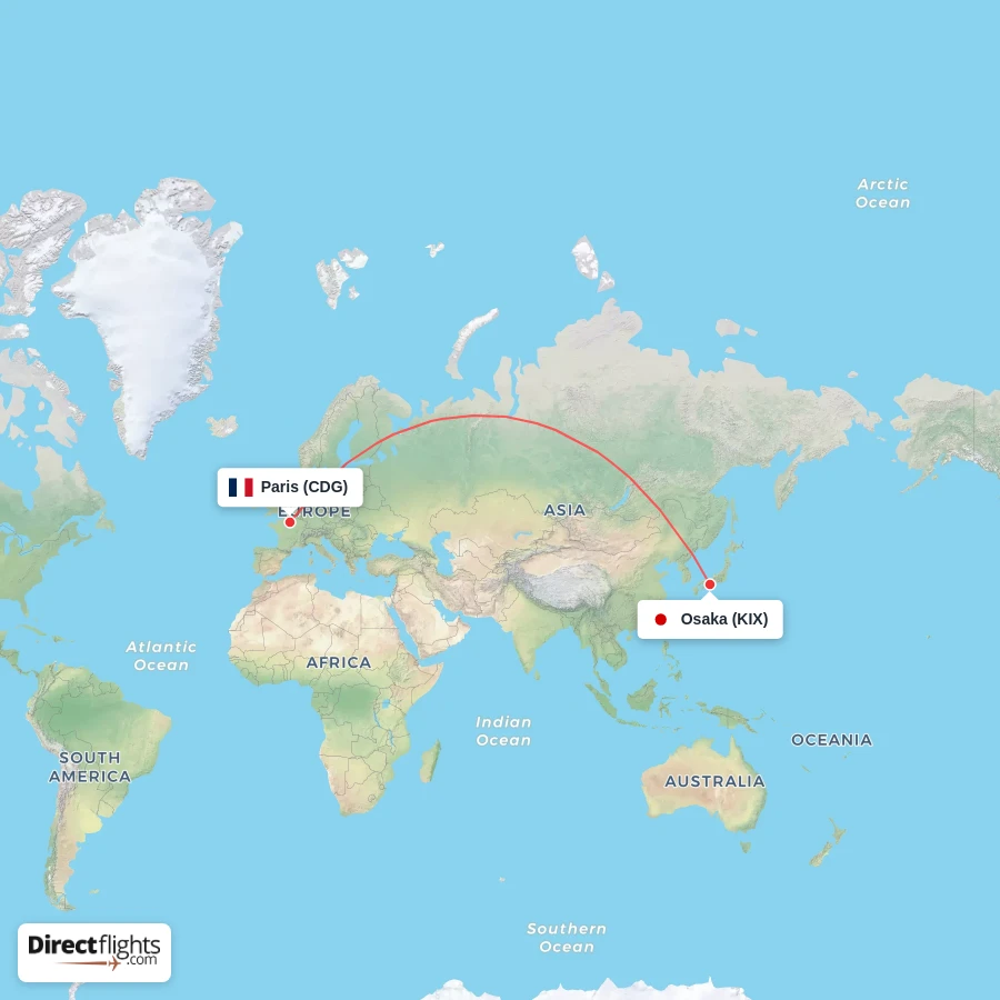 CDG - KIX route map