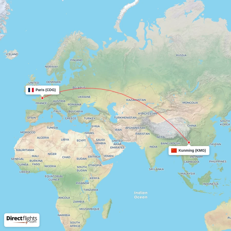 CDG - KMG route map
