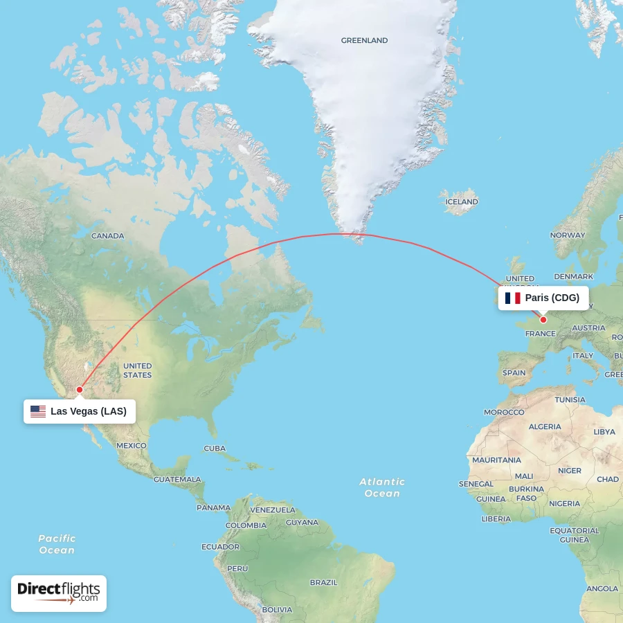 CDG - LAS route map