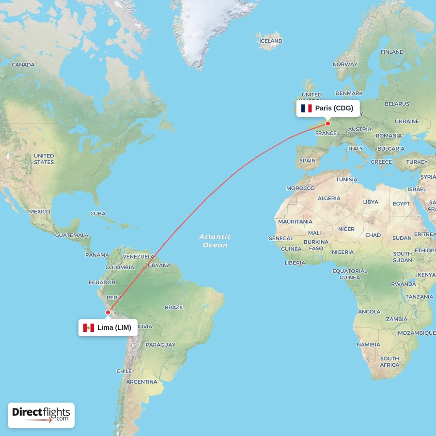 CDG - LIM route map