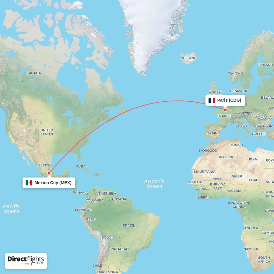 CDG - MEX route map