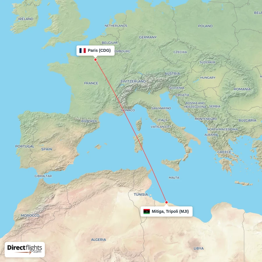 CDG - MJI route map