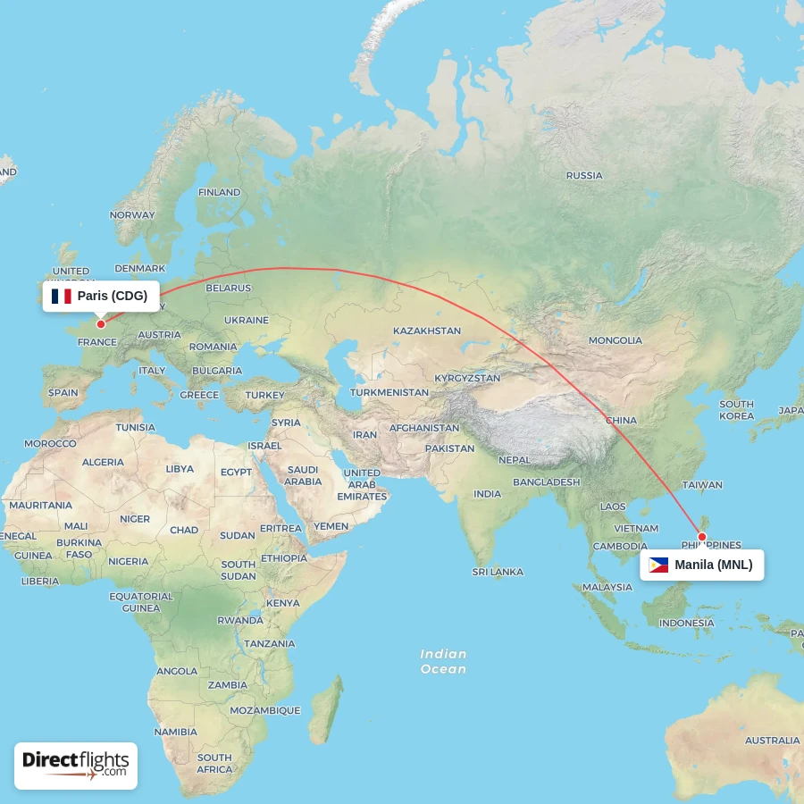 CDG - MNL route map