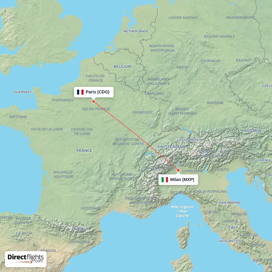 CDG - MXP route map