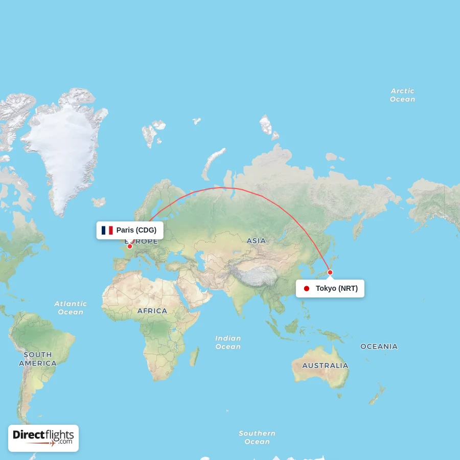 CDG - NRT route map