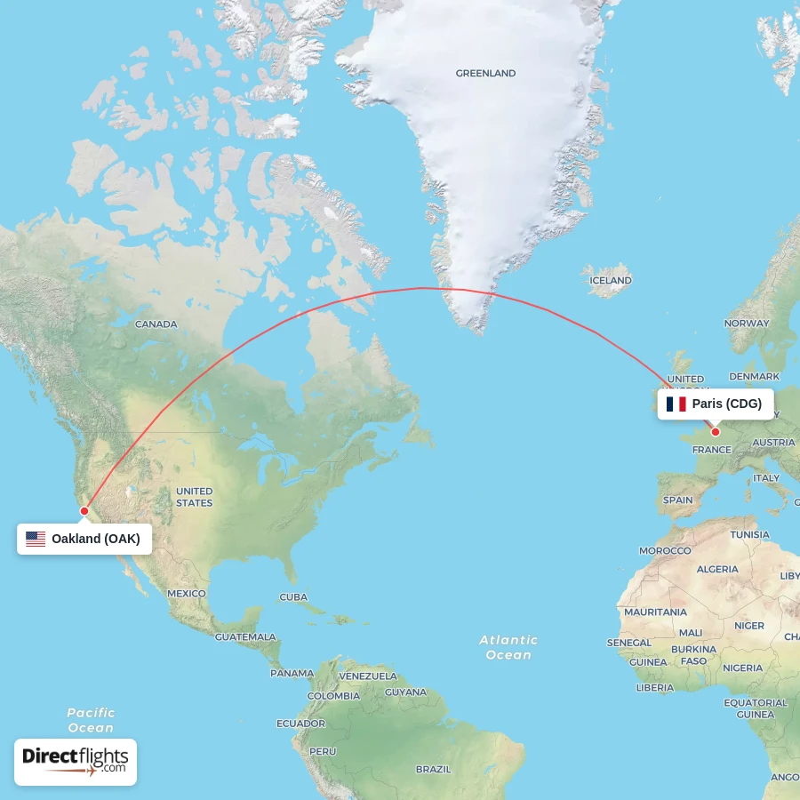 CDG - OAK route map