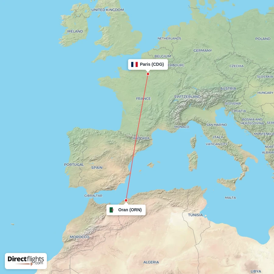 CDG - ORN route map