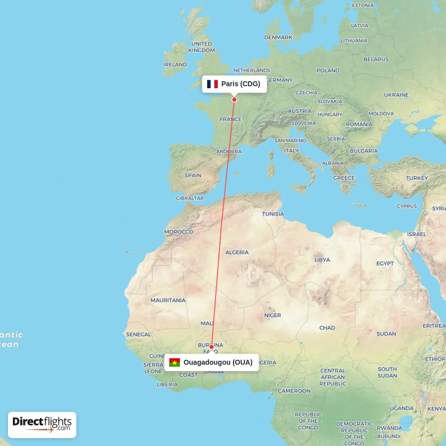 CDG - OUA route map
