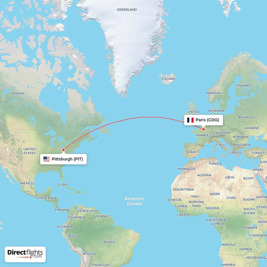 CDG - PIT route map