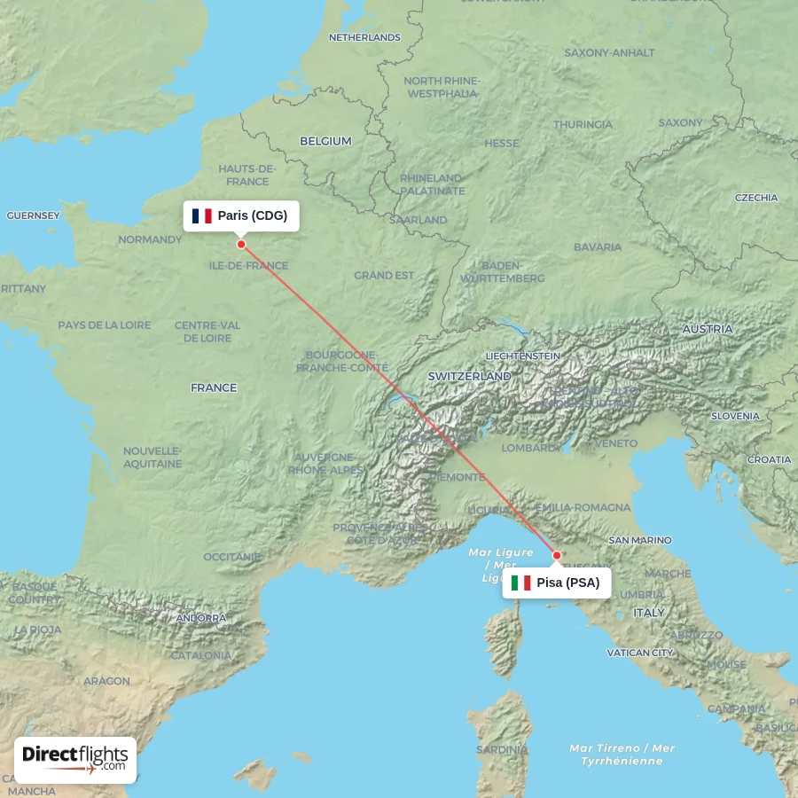 CDG - PSA route map