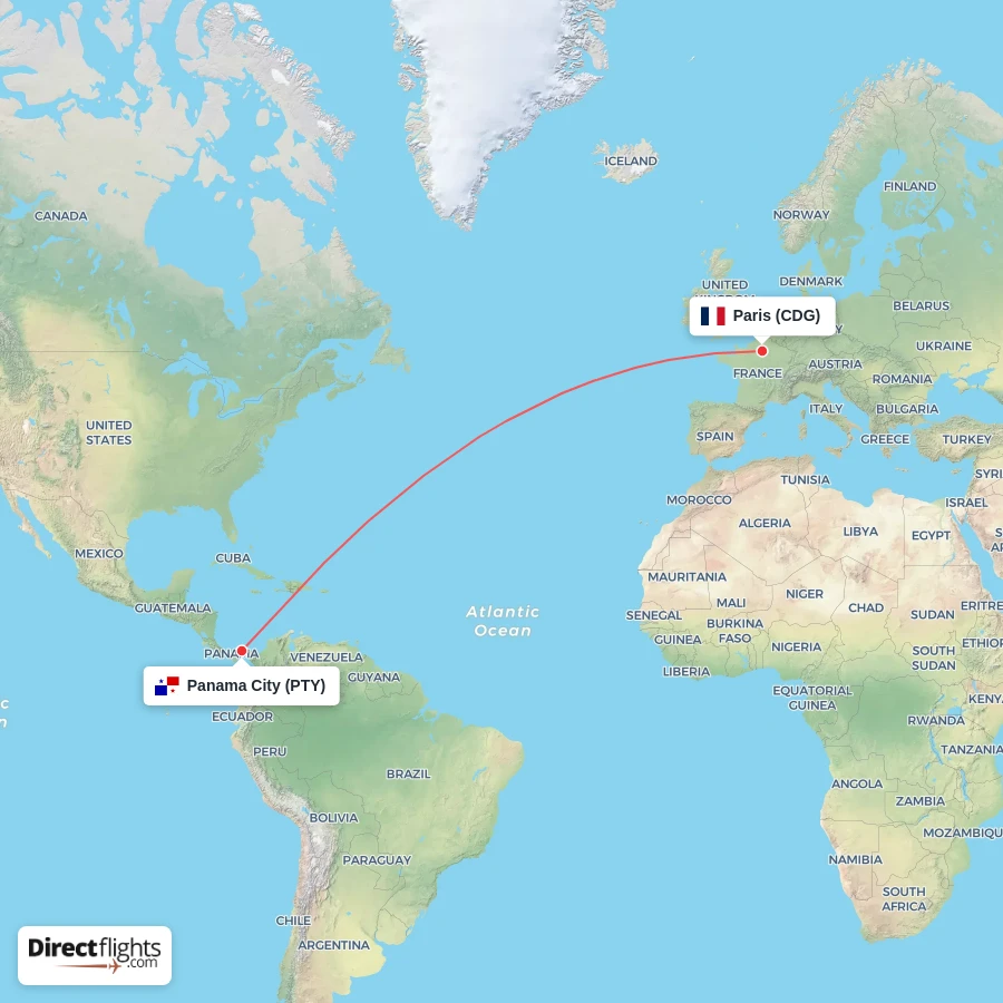 CDG - PTY route map