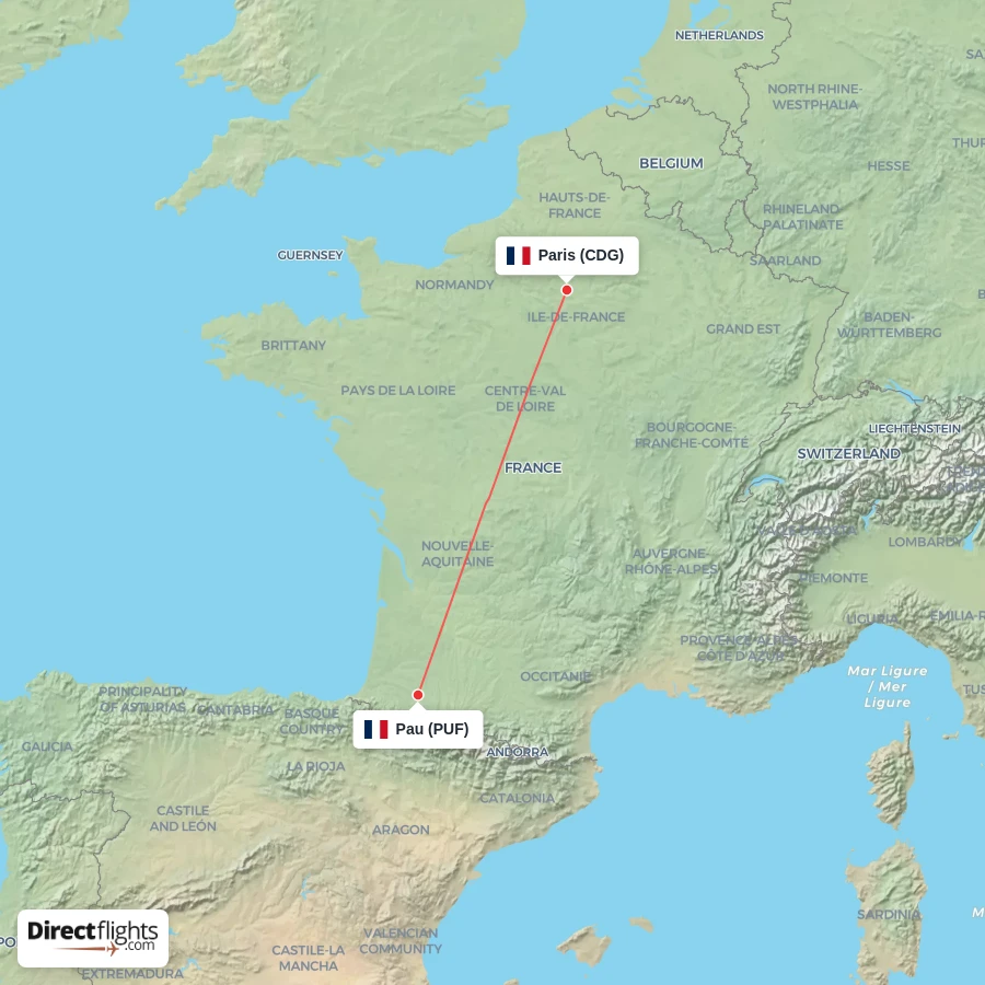 CDG - PUF route map