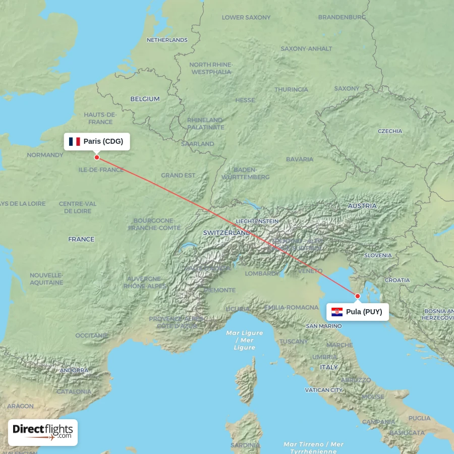 CDG - PUY route map