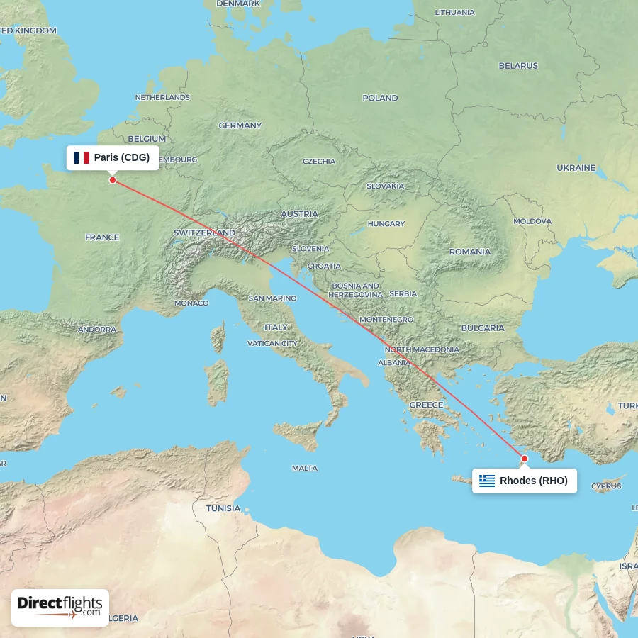 CDG - RHO route map
