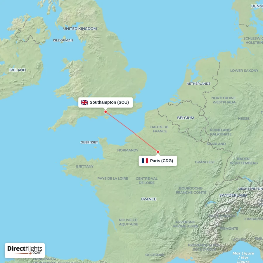 CDG - SOU route map