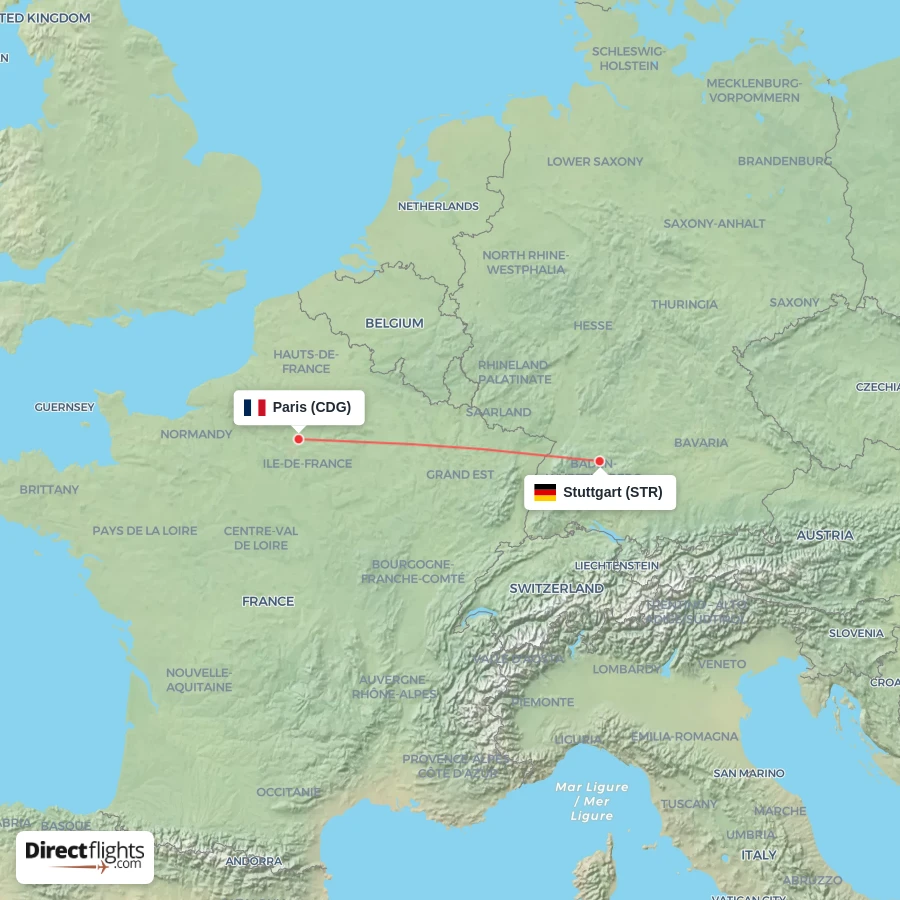 CDG - STR route map