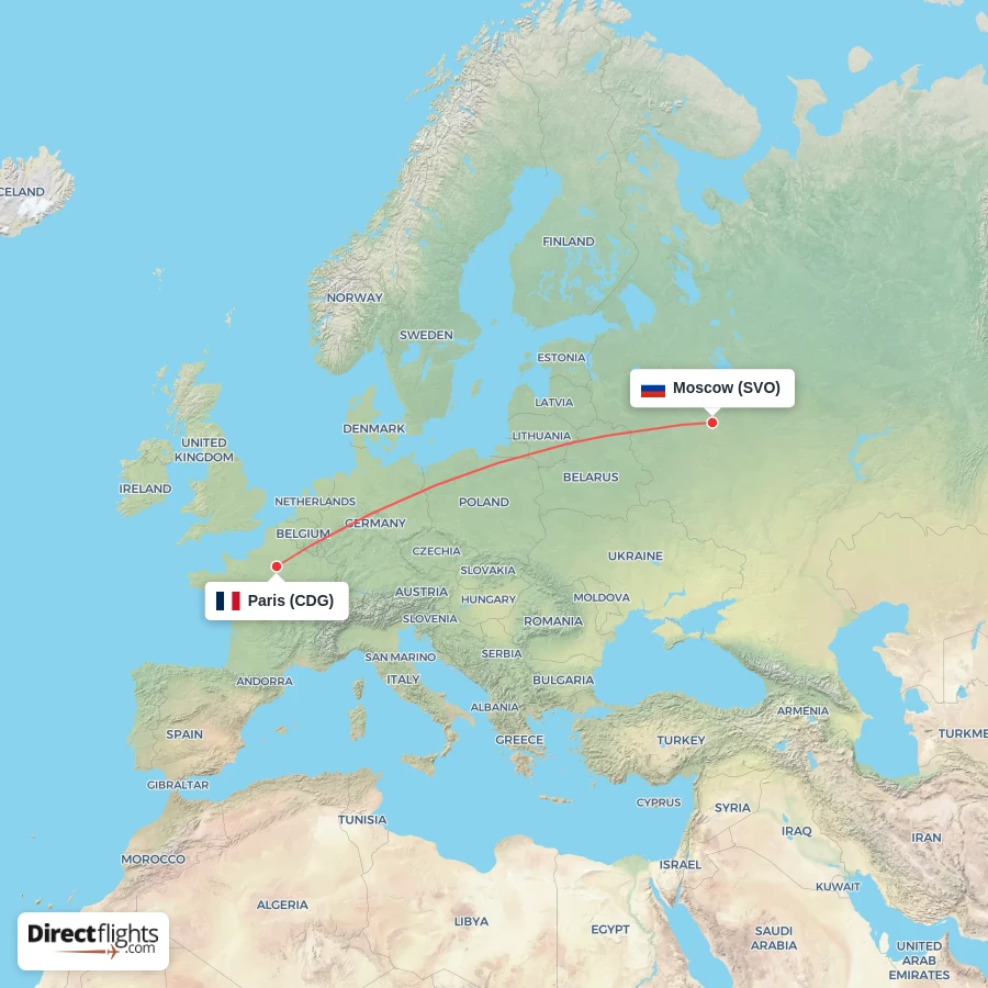 CDG - SVO route map