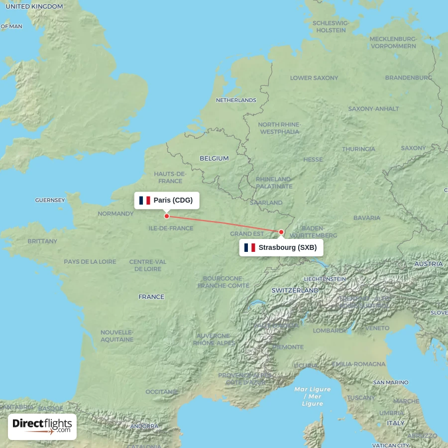CDG - SXB route map