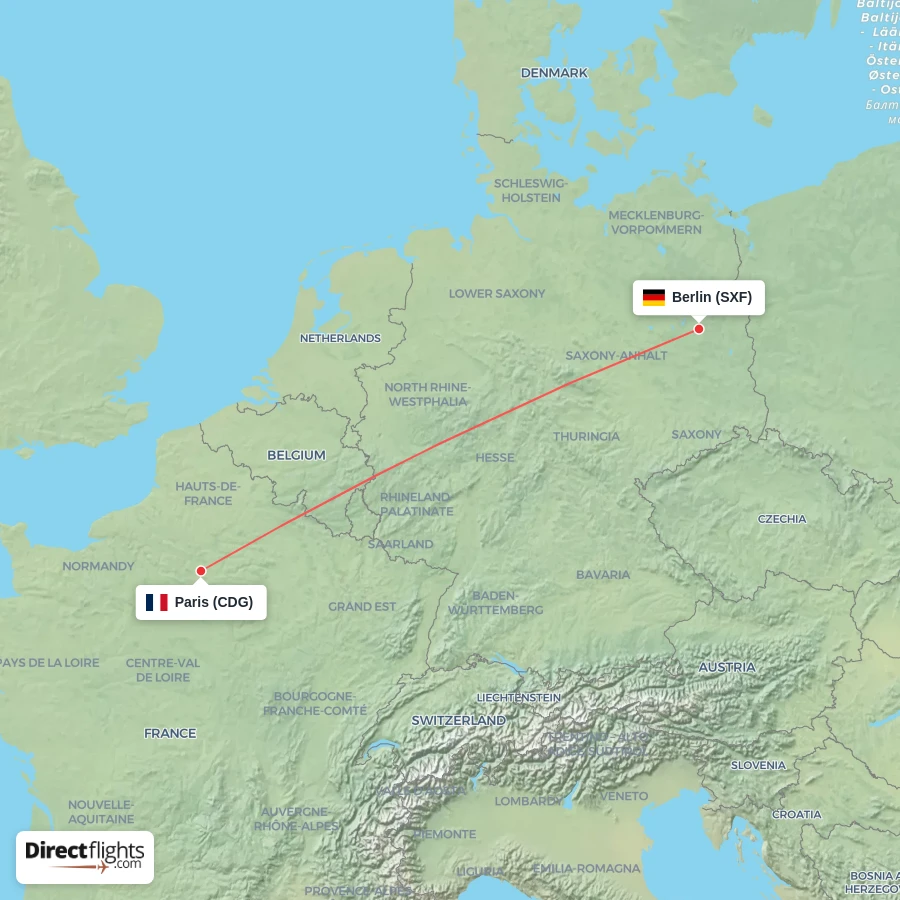 CDG - SXF route map
