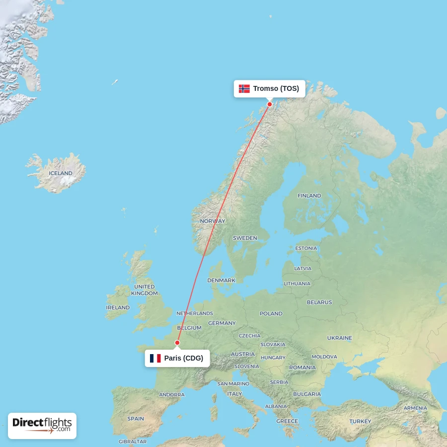 CDG - TOS route map