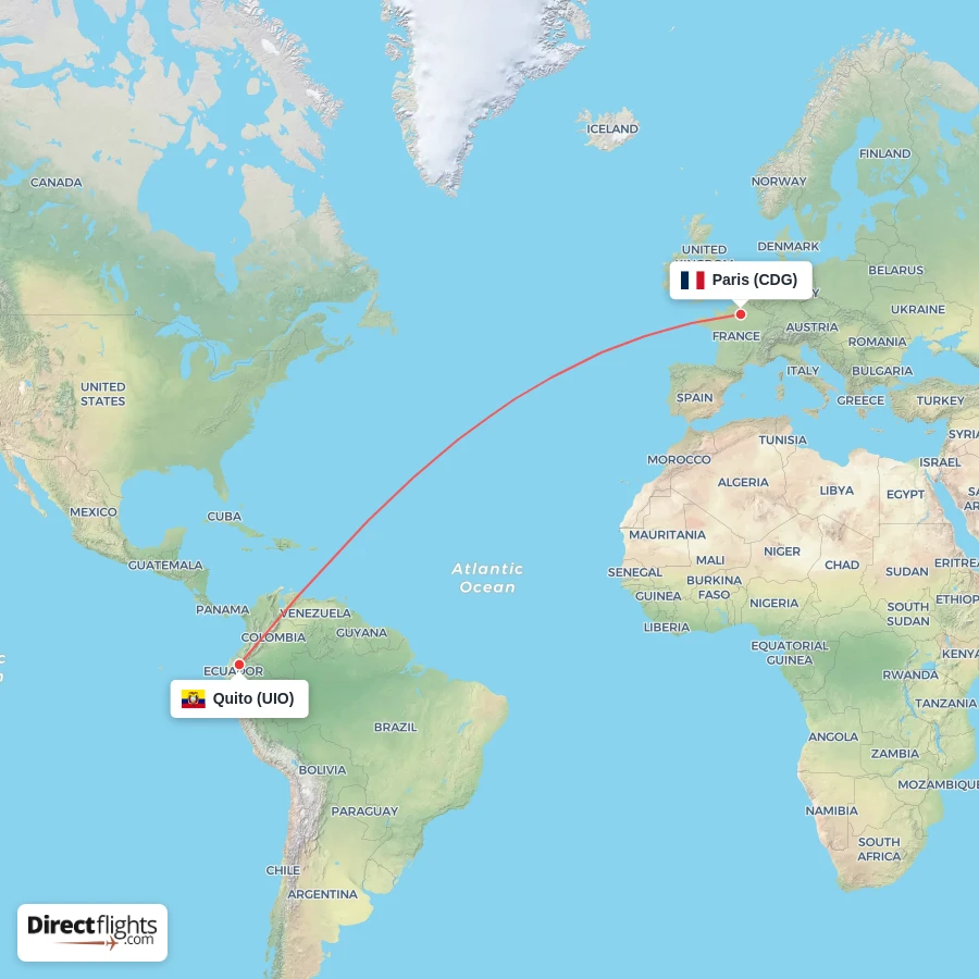 CDG - UIO route map