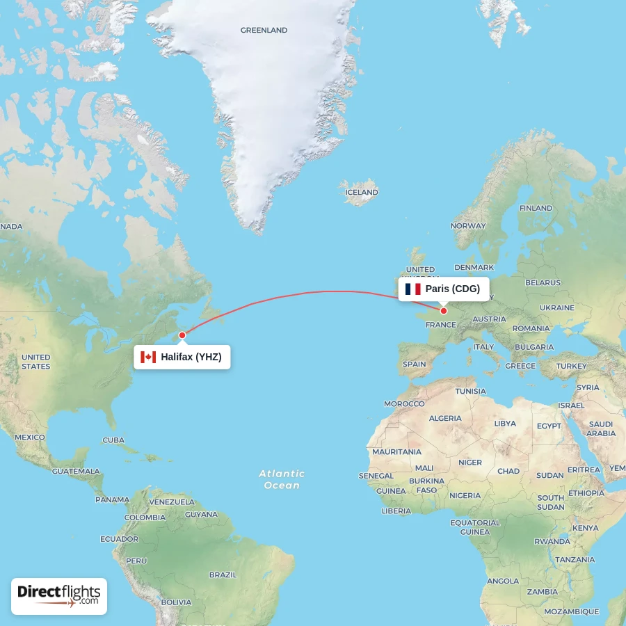 CDG - YHZ route map