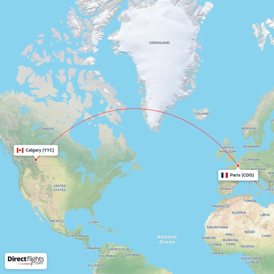 CDG - YYC route map